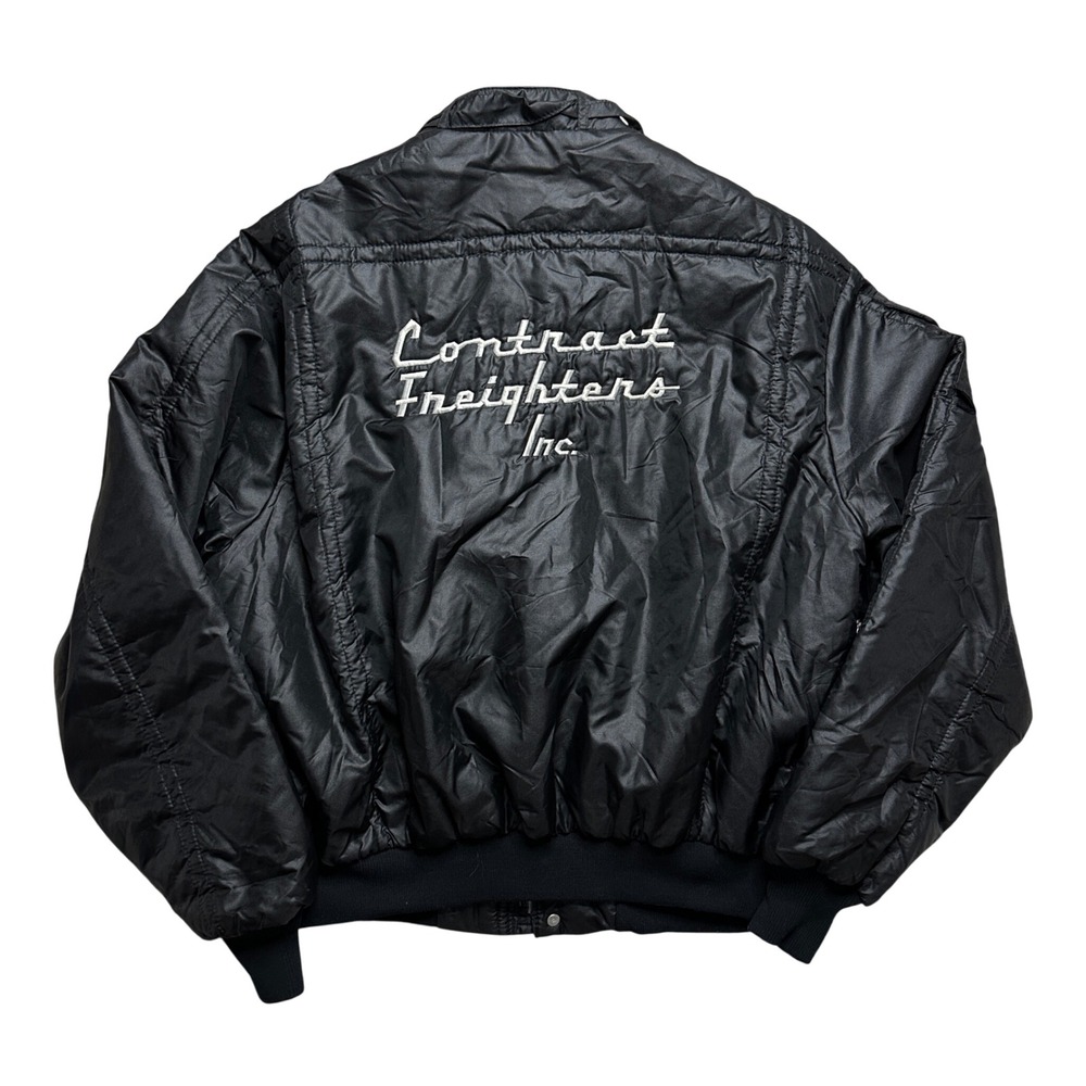 Vintage‎ Pro Fit Contract Freighters Inc Trucker Bomber Jacket Black XL USA Made